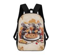 sinyumoney Zaini scolastici per bambini, con stampa 3D, graziosi sacchetti da viaggio Gorilla with Headphones Zaini casual per bambini, per ragazze e donne, Twin Koalas Eating Pizza, 17"