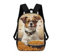 sinyumoney Zaini scolastici per bambini, con stampa 3D, graziosi sacchetti da viaggio Gorilla with Headphones Zaini casual per bambini, per ragazze e donne, Jack Russel Dog, 17"