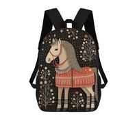 sinyumoney Zaini scolastici per bambini, con stampa 3D, graziosi sacchetti da viaggio Havanese Dog Xmas Painting Zaini casual per bambini, per ragazze e donne, Xmas Horse, 17"