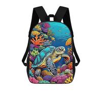 sinyumoney Zaini scolastici per bambini, con stampa 3D, graziosi sacchetti da viaggio Skull with Crow Filigree Zaini casual per bambini, per ragazze e donne, Colorful Sea Turtle In Coral Reef, 17"