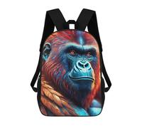 sinyumoney Zaini scolastici per bambini, con stampa 3D, graziosi sacchetti da viaggio Skull with Crow Filigree Zaini casual per bambini, per ragazze e donne, Mistico Neon Gorilla, 17"