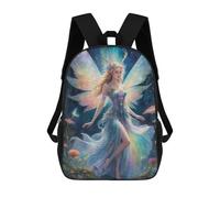 sinyumoney Zaini scolastici per bambini, con stampa 3D, graziosi sacchetti da viaggio Skull with Crow Filigree Zaini casual per bambini, per ragazze e donne, Fairy With Iridescent Wings, 17"
