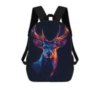 sinyumoney Zaini scolastici per bambini, con stampa 3D, graziosi sacchetti da viaggio Smiling Babbo Natale, illustrazione zaini casual per bambini, per ragazze e donne, Ritratto Deer Ritratto, 17"