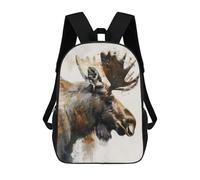 sinyumoney Zaini scolastici per bambini, stampa 3D, graziosi sacchetti da viaggio a forma di gufo watercolor art zaini casual per bambini, per ragazze e donne, Moose Pittura Art, 17"