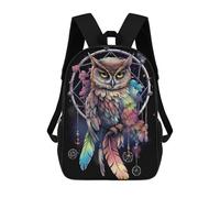 sinyumoney Zaini scolastici per bambini, stampa 3D, graziosi sacchetti da viaggio al neon coniglio ritratto zaini casual per bambini, per ragazze e donne, Dreamcatcher Mandala Owl, 17"