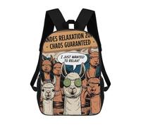 sinyumoney Zaini scolastici per bambini, stampa 3D, graziosi sacchetti da viaggio pinguino pulp crimine fumetto zaini casual per bambini, per ragazze e donne, Alpaca Relax Zona, 17"