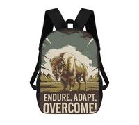 sinyumoney Zaini scolastici per bambini, stampa 3D, graziosi sacchetti da viaggio pinguino pulp crimine fumetto zaini casual per bambini, per ragazze e donne, Strength Of The Bison, 17"