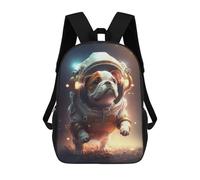 sinyumoney Zaini Scolastici Per Bambini Stampati in 3D Astronaut Space Bulldog Zaino Da Viaggio Zaino Leggero Borse Per Libri Bambini Ragazzi Ragazze Borsa Scolastica 17inch