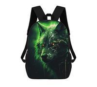 sinyumoney Zaini Scolastici Per Bambini Stampati in 3D Evil Black Wolf in Green Zaino Da Viaggio Zaino Leggero Borse Per Libri Bambini Ragazzi Ragazze Borsa Scolastica 17inch