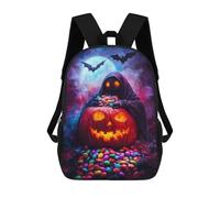 sinyumoney Zaini Scolastici Per Bambini Stampati in 3D Halloween Pumpkin & Grim Reaper Zaino Da Viaggio Zaino Leggero Borse Per Libri Bambini Ragazzi Ragazze Borsa Scolastica 17inch