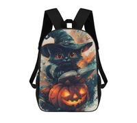 sinyumoney Zaini Scolastici Per Bambini Stampati in 3D Halloween Witch Black Cat Zaino Da Viaggio Zaino Leggero Borse Per Libri Bambini Ragazzi Ragazze Borsa Scolastica 17inch