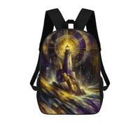 sinyumoney Zaini Scolastici Per Bambini Stampati in 3D Lighthouse in Golden Light Zaino Da Viaggio Zaino Leggero Borse Per Libri Bambini Ragazzi Ragazze Borsa Scolastica 17inch