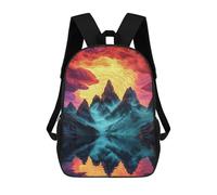 sinyumoney Zaini Scolastici Per Bambini Stampati in 3D Mountain Sunset Reflection Zaino Da Viaggio Zaino Leggero Borse Per Libri Bambini Ragazzi Ragazze Borsa Scolastica 17inch