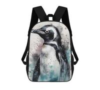 sinyumoney Zaini Scolastici Per Bambini Stampati in 3D Penguin Beauty Black Ink Zaino Da Viaggio Zaino Leggero Borse Per Libri Bambini Ragazzi Ragazze Borsa Scolastica 17inch