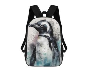 sinyumoney Zaini Scolastici Per Bambini Stampati in 3D Penguin Beauty Black Ink Zaino Da Viaggio Zaino Leggero Borse Per Libri Bambini Ragazzi Ragazze Borsa Scolastica 17inch