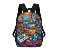 sinyumoney Zaini Scolastici Per Bambini Stampati in 3D Vibrant Retro Gaming Devices Zaino Da Viaggio Zaino Leggero Borse Per Libri Bambini Ragazzi Ragazze Borsa Scolastica 17inch