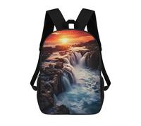 sinyumoney Zaini Scolastici Per Bambini Stampati in 3D Waterfall at Sunset Zaino Da Viaggio Zaino Leggero Borse Per Libri Bambini Ragazzi Ragazze Borsa Scolastica 17inch