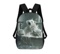sinyumoney Zaini Scolastici Per Bambini Stampati in 3D White Polar Bear Bathtub Zaino Da Viaggio Zaino Leggero Borse Per Libri Bambini Ragazzi Ragazze Borsa Scolastica 17inch
