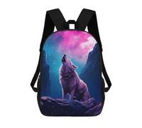 sinyumoney Zaini Scolastici Per Bambini Stampati in 3D Wolf Howling at The Moon Zaino Da Viaggio Zaino Leggero Borse Per Libri Bambini Ragazzi Ragazze Borsa Scolastica 17inch