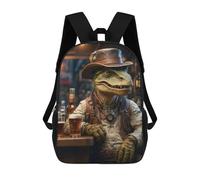 sinyumoney Zaini scolastici stampati 3D per bambini, grande capacità, stile alla moda, per la scuola e i viaggi., Steampunk Craft Beer T Rex, 17"
