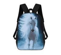 sinyumoney Zaini scolastici stampati 3D per bambini, grande capacità, stile alla moda, per la scuola e i viaggi., White Horse Digital Art, 17"