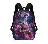 sinyumoney Zaini scolastici stampati 3D per bambini, grande capacità, stile alla moda, per la scuola e i viaggi., Misteries Of Geisha Art, 17"