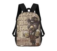 sinyumoney Zaini scolastici stampati 3D per bambini, grande capacità, stile alla moda, per la scuola e i viaggi., Beer Beer Craft, 17"