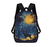 sinyumoney Zaini scolastici stampati 3D per bambini, grande capacità, stile alla moda, per la scuola e i viaggi., Deer In The Night Sky Painting, 17"