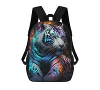 sinyumoney Zaini scolastici stampati 3D per bambini, grande capacità, stile alla moda, per la scuola e i viaggi., Tiger Neon, 17"