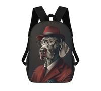 sinyumoney Zaini scolastici stampati 3D per bambini, grande capacità, stile alla moda, per la scuola e i viaggi., Dog In Suit And Hat, 17"