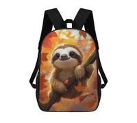 sinyumoney Zaini scolastici stampati 3D per bambini, grande capacità, stile alla moda, per la scuola e i viaggi., Cute Sloth In Autumn, 17"