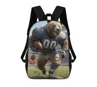 sinyumoney Zaini scolastici stampati 3D per bambini, grande capacità, stile alla moda, per la scuola e i viaggi., Old School Grizzly Calciatore, 17"