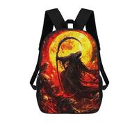 sinyumoney Zaini scolastici stampati 3D per bambini, grande capacità, stile alla moda, per la scuola e i viaggi., Grim Reaper In Hellfire, 17"
