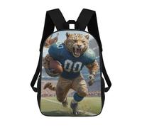 sinyumoney Zaini scolastici stampati 3D per bambini, grande capacità, stile alla moda, per la scuola e i viaggi., Gridiron Jaguar Calcio, 17"