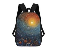 sinyumoney Zaini scolastici stampati 3D per bambini, grande capacità, stile alla moda, per la scuola e i viaggi., Cityscape Under Starry Sky, 17"