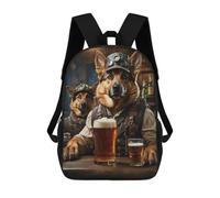 sinyumoney Zaini scolastici stampati 3D per bambini, grande capacità, stile alla moda, per la scuola e i viaggi., German Shepherd Beer Dogs, 17"