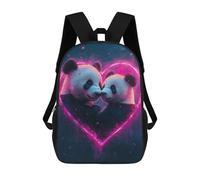 sinyumoney Zaini scolastici stampati 3D per bambini, grande capacità, stile alla moda, per la scuola e i viaggi., Panda Love Heart, 17"