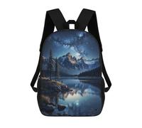 sinyumoney Zaini scolastici stampati 3D per bambini, grande capacità, stile alla moda, per la scuola e i viaggi., Starlit Lake Serenity, 17"