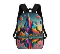 sinyumoney Zaini scolastici stampati 3D per bambini, grande capacità, stile alla moda, per la scuola e i viaggi., Colorful Fantasy Landscape -6, 17"