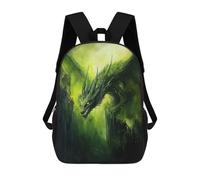 sinyumoney Zaini scolastici stampati 3D per bambini, grande capacità, stile alla moda, per la scuola e i viaggi., Green Dragon Painting, 17"