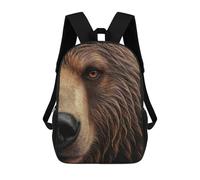sinyumoney Zaini scolastici stampati 3D per bambini, grande capacità, stile alla moda, per la scuola e i viaggi., Detailed Brown Grizzly Bear Ritratto, 17"