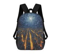 sinyumoney Zaini scolastici stampati 3D per bambini, grande capacità, stile alla moda, per la scuola e i viaggi., Cityscape Under A Starry Sky, 17"
