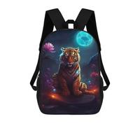sinyumoney Zaini scolastici stampati 3D per bambini, grande capacità, stile alla moda, per la scuola e i viaggi., Mistico Tiger On Marte, 17"
