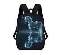 sinyumoney Zaini Scuola Per Bambini Beautiful Magical Leone Borsa Scuola Stampato 3D Per Ragazzi Studenti Di Scuola Elementari E College, Magical Unicorn In Dark, 17"