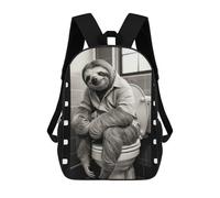 sinyumoney Zaini Scuola Per Bambini Black Winged Horse Borsa Da Scuola Stampato 3D Per Ragazzi Studenti Di Scuola Elementari E College, Sloth Toilet, 17"