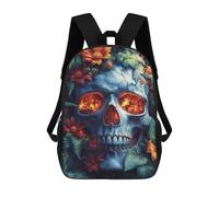 sinyumoney Zaini Scuola Per Bambini Majestic Deer in Enchanted Forest Borsa Da Scuola Stampato In 3D Per Ragazzi, Studenti Della Scuola E Del College, Skull floreale, 17"