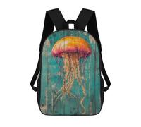 sinyumoney Zaini Scuola Per Bambini Majestic Deer in Enchanted Forest Borsa Da Scuola Stampato In 3D Per Ragazzi, Studenti Della Scuola E Del College, Jellyfish On Teal Wood Beach House Decor, 17"