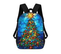 sinyumoney Zaini Scuola Per Bambini Majestic Deer in Enchanted Forest Borsa Da Scuola Stampato In 3D Per Ragazzi, Studenti Della Scuola E Del College, Christmas Tree Stained Glass, 17"