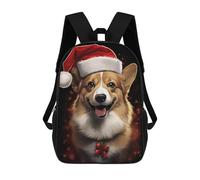 sinyumoney Zaini Scuola Per Bambini Majestic Deer in Enchanted Forest Borsa Da Scuola Stampato In 3D Per Ragazzi, Studenti Della Scuola E Del College, Corgi Dog Christmas Animal, 17"