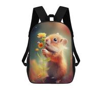 sinyumoney Zaini Scuola Per Bambini MARZO Borsa Da Scuola Stampato In 3D Per Ragazzi, Studenti Della Scuola E Del College, Guinea Pig With A Flower, 17"